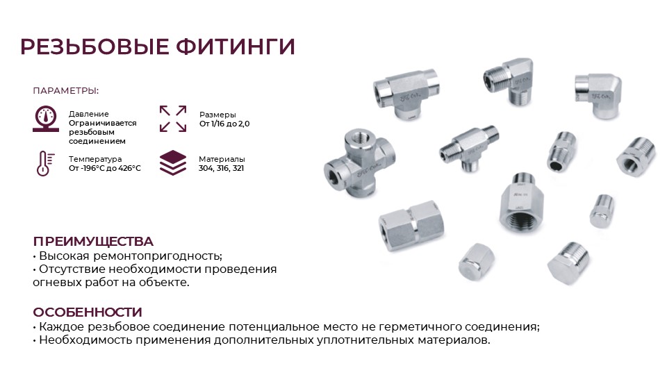 Резьбовые фитинги FD-LOK Резьбовые фитинги FD-LOK
